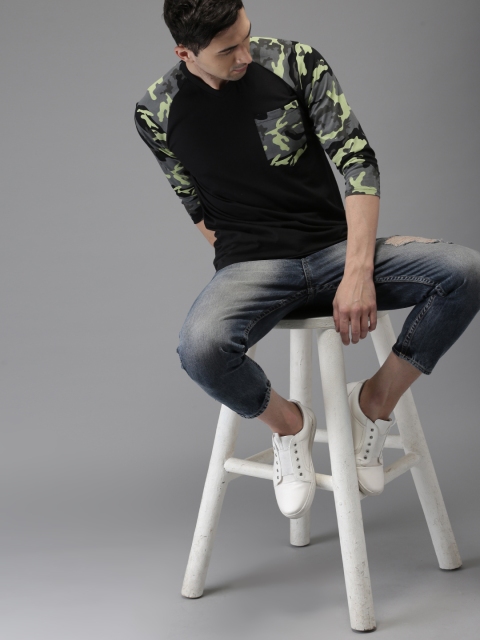 

HERE&NOW Men Blue Straight Fit Cropped Mid-Rise Clean Look Jeans