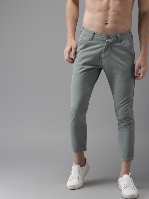 

Moda Rapido Men Grey Slim Fit Solid Cropped Chinos