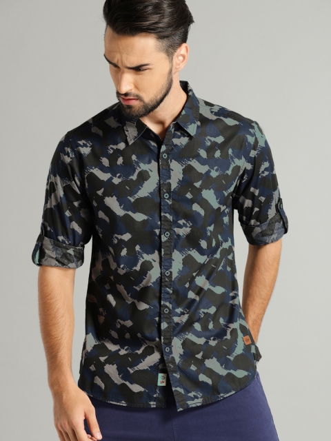 

Roadster Men Blue & Grey Printed Casual Shirt