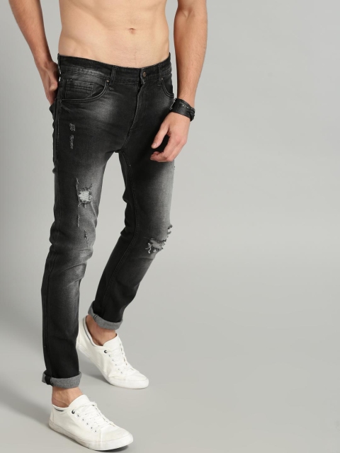 

Roadster Men Black Skinny Fit Mid-Rise Mildly Distressed Stretchable Jeans