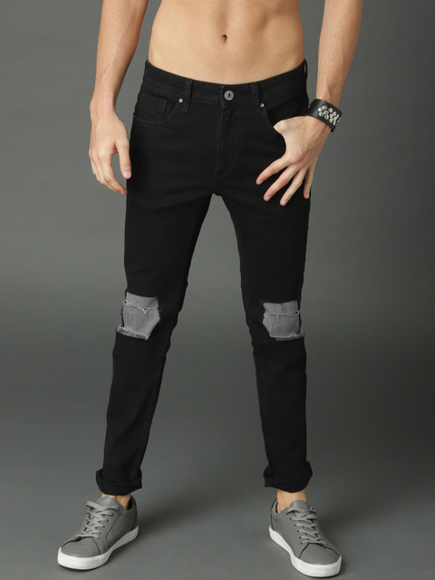 

Roadster Men Black Skinny Fit Mid-Rise Slash Knee Stretchable Jeans