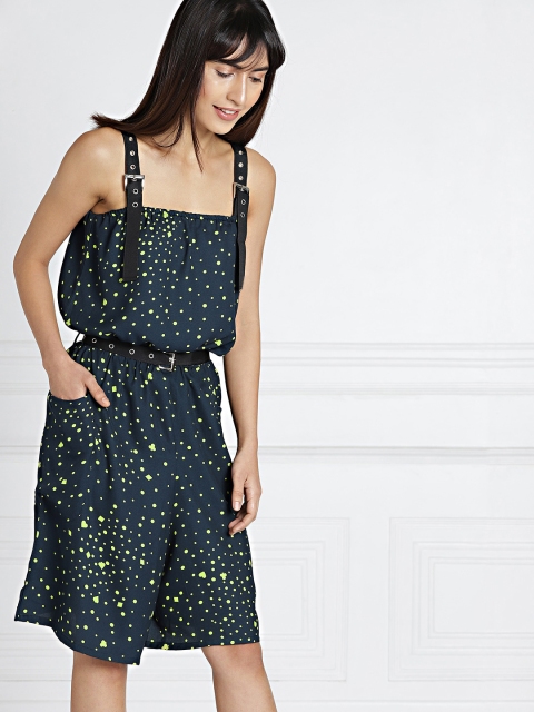 

all about you Women Navy Blue Printed A-Line Dress