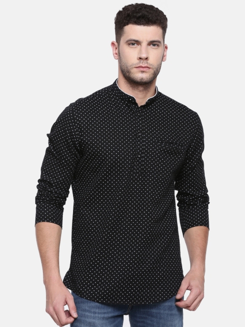 

British Club Men Black Printed Straight Kurta