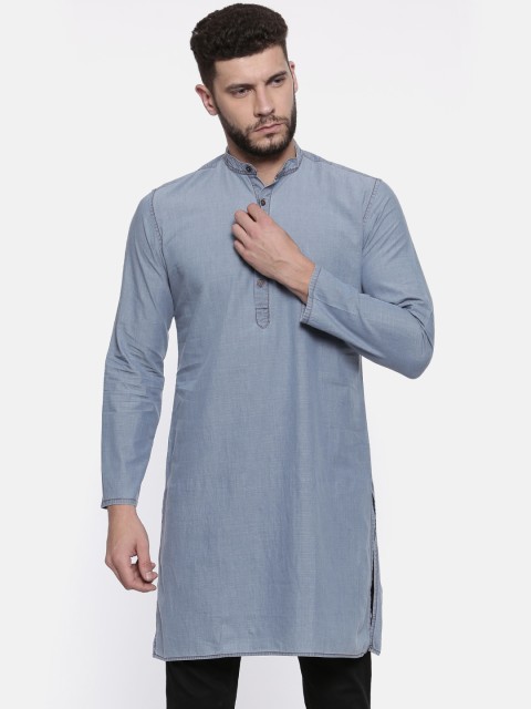 

Nature Casuals Men Blue Solid Straight Kurta