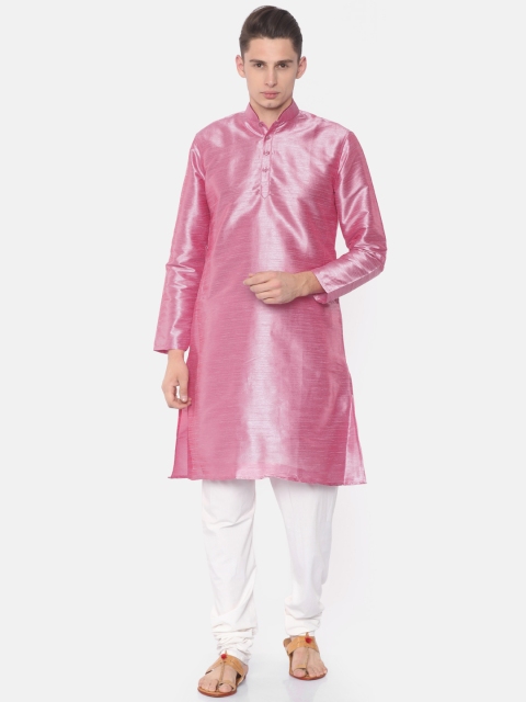 

British Club Men Pink Solid Straight Kurta