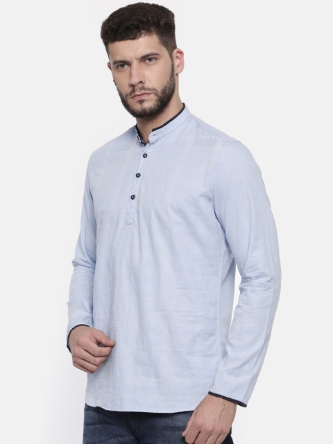 

British Club Men Blue Solid Slim Fit Kurta