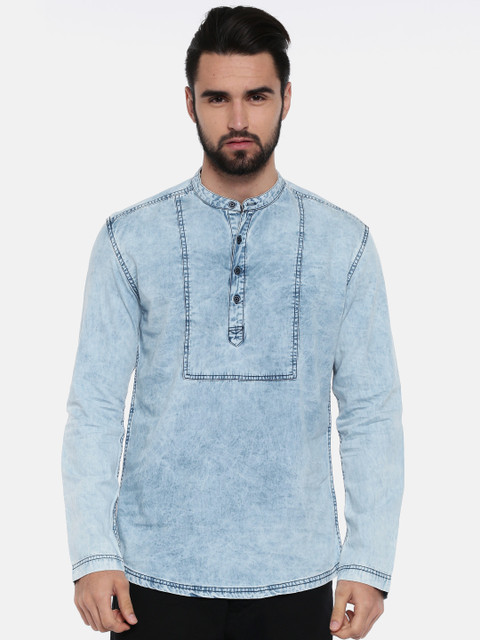 

Nature Casuals Men Blue Denim Short Kurta
