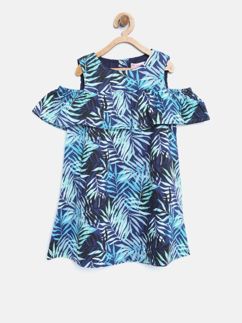 

Nauti Nati Girls Blue Printed Layered A-Line Dress