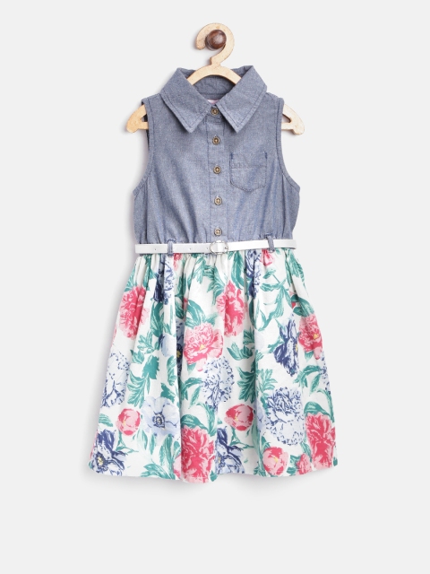 

Nauti Nati Girls Blue & Pink Printed Shirt Dress