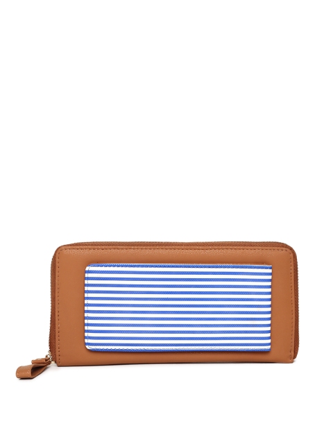 

DressBerry Women Tan Striped Zip Around Wallet