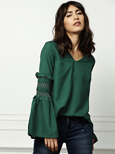 

all about you Women Green Solid Top