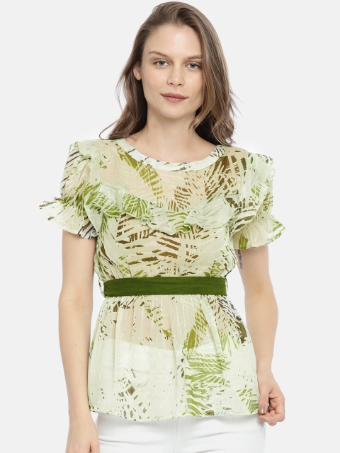 

all about you Women Off-White Green Printed Top