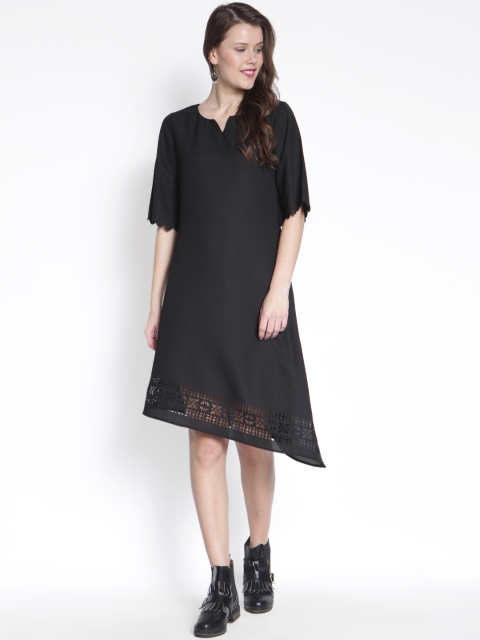 

RARE ROOTS Women Black Solid A-Line Dress