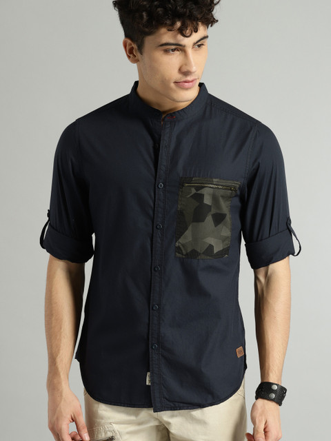 

Roadster Men Navy Blue Regular Fit Solid Casual Shirt