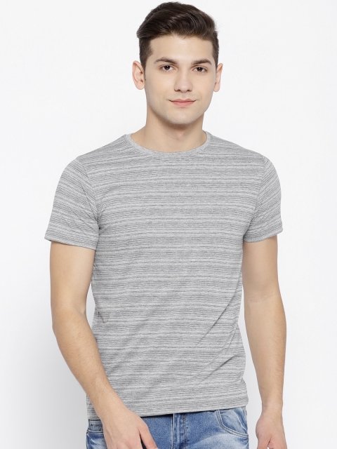 

Fort Collins Men Grey Striped Round Neck T-shirt