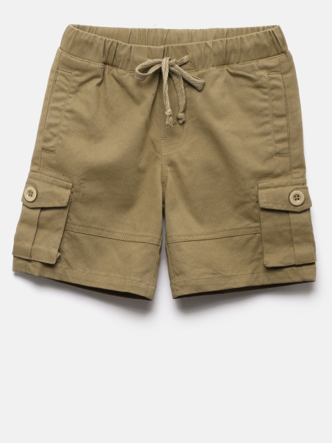 

YK Boys Khaki Solid Regular Fit Cargo Shorts