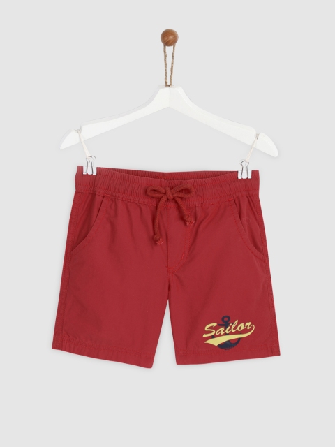 

YK Boys Maroon Solid Regular Fit Regular Shorts