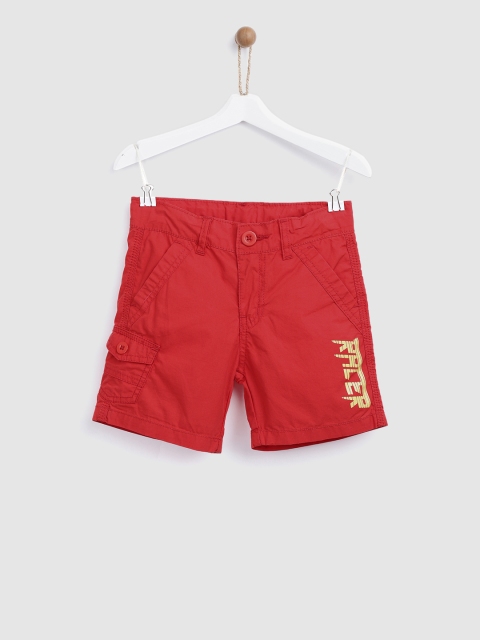 

YK Boys Red Solid Regular Fit Regular Shorts