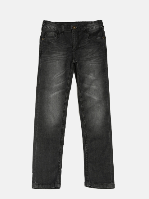 

YK Boys Black Regular Fit Clean Look Stretchable Jeans