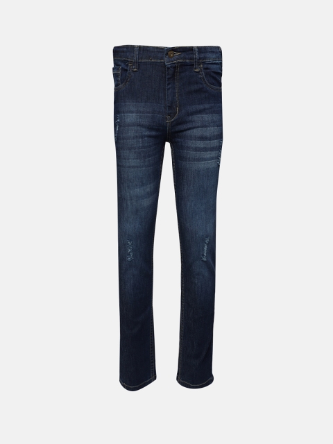 

YK Boys Blue Regular Fit Mid-Rise Low Distress Stretchable Jeans