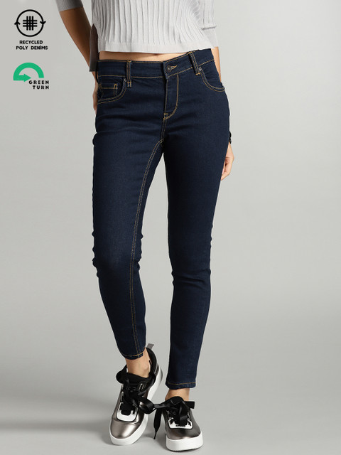 

Roadster GreenTurn Women Blue Skinny Mid-Rise Recycled Poly Stretchable Jeans