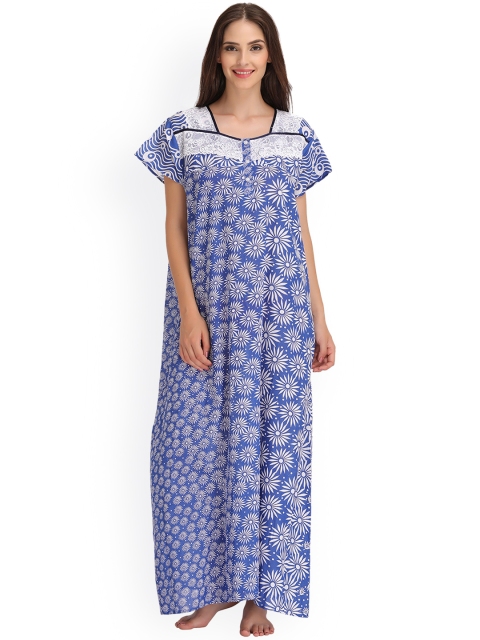 

Clovia Blue Printed Nightdress NS0731P08