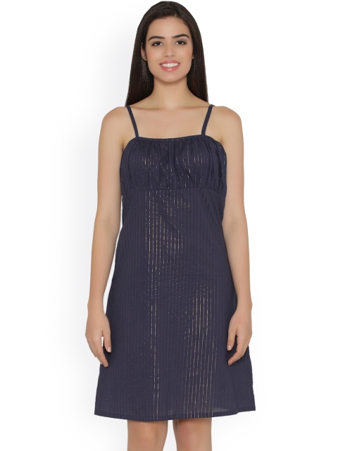 

Clovia Blue Striped Nightdress NS1071P08