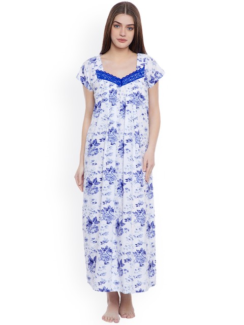 

Clovia Blue Printed Nightdress NS1066P03