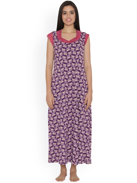 

Clovia Purple & Pink Printed Nightdress NS1016P12