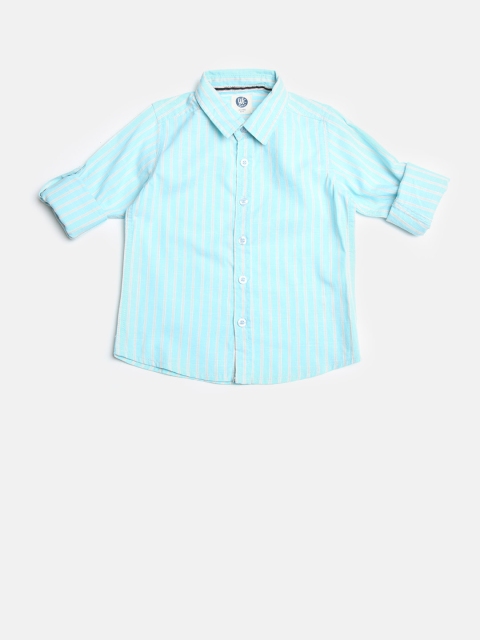 

YK Boys Blue & Beige Regular Fit Striped Casual Shirt