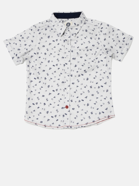 

YK Boys White Regular Fit Printed Casual Shirt