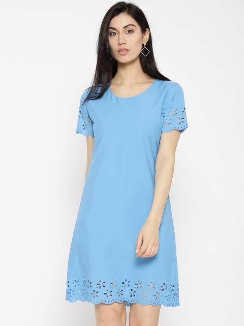 

U&F Women Blue Solid A-Line Dress