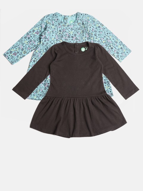 

YK Organic Infant Girls Pack of 2 A-Line Sustainable Dresses, Brown