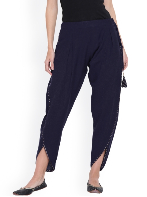 

9rasa Women Navy Blue Dhoti Pants