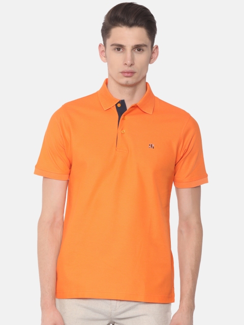 

Raymond Men Orange Solid Polo Collar Pure Cotton T-shirt