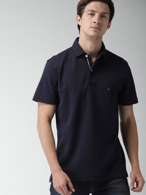

Tommy Hilfiger Men Navy Blue Solid Polo Collar T-shirt