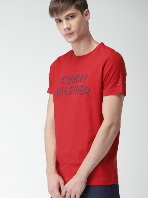 

Tommy Hilfiger Men Red Printed Round Neck T-shirt