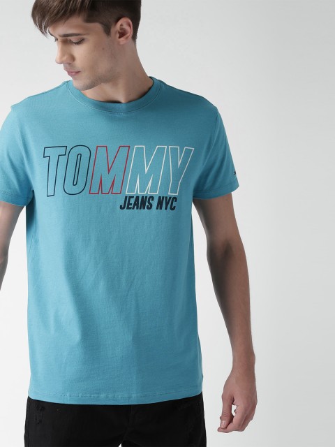

Tommy Hilfiger Men Blue Printed Round Neck T-shirt