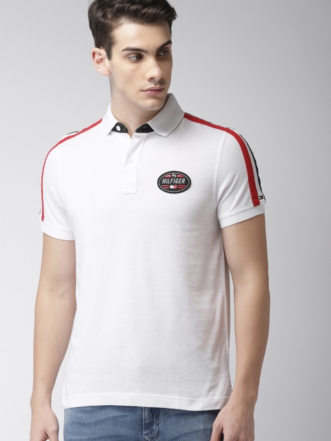 

Tommy Hilfiger Men White Solid Polo Collar T-shirt