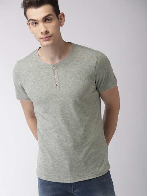 

Tommy Hilfiger Men Grey Melange Solid Henley T-shirt