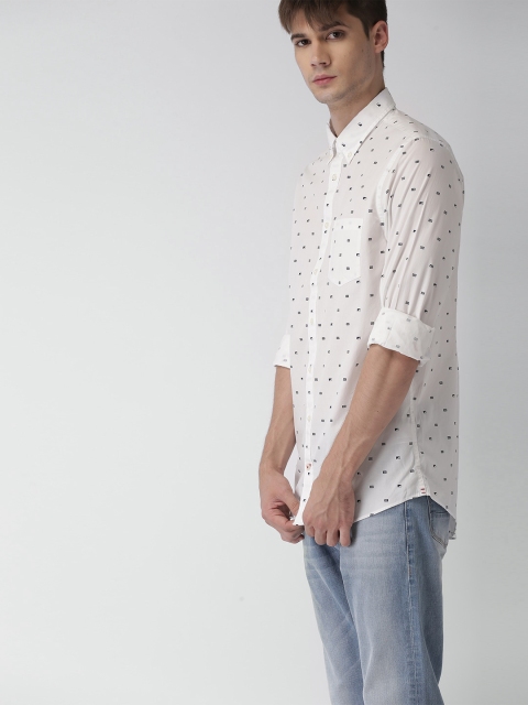 

Tommy Hilfiger Men White Slim Fit Printed Casual Shirt