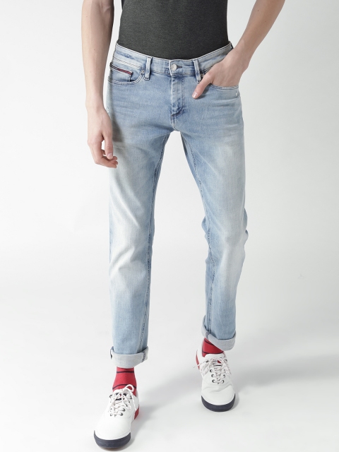 

Tommy Hilfiger Men Blue Slim Fit Mid-Rise Low Distress Stretchable Jeans