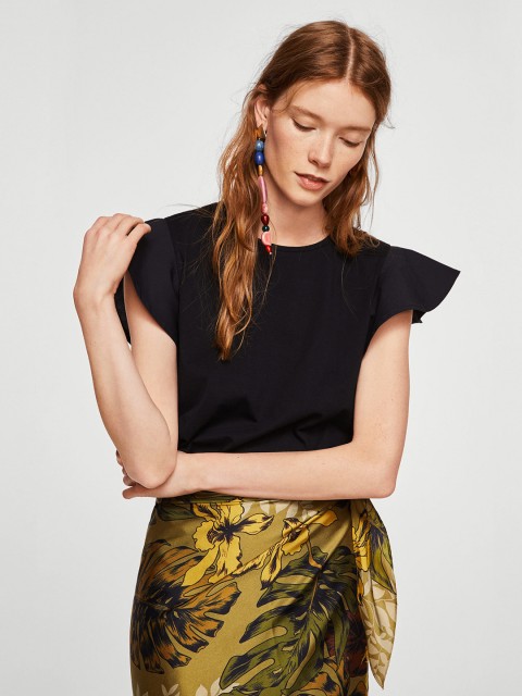 

MANGO Women Black Solid Top
