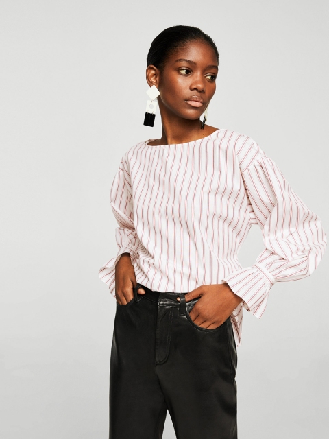 

MANGO Women White Striped Top