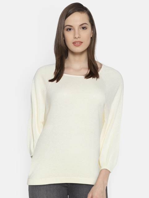 

MANGO Women Off-White Solid Top