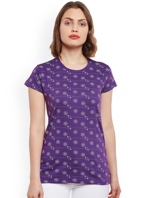 

VIMAL JONNEY Women Purple Printed T-shirt