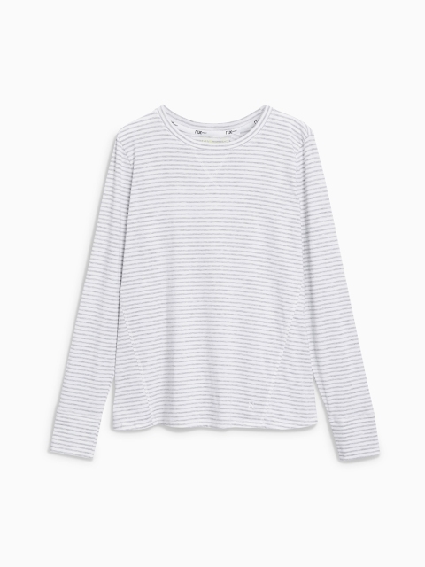 

next Women Grey Striped Round Neck T-shirt