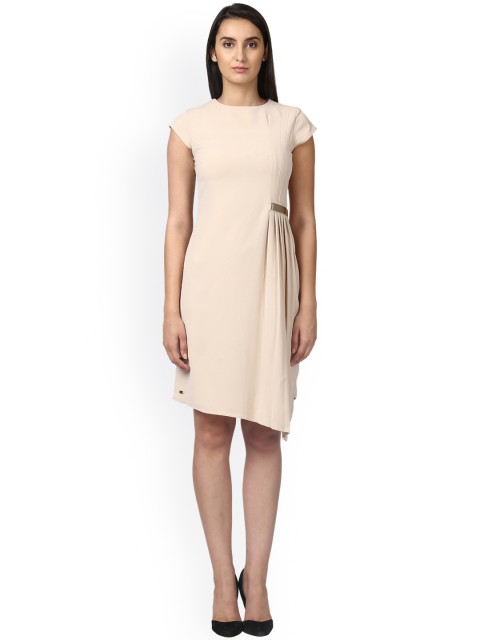 

Park Avenue Women Beige Solid Sheath Dress