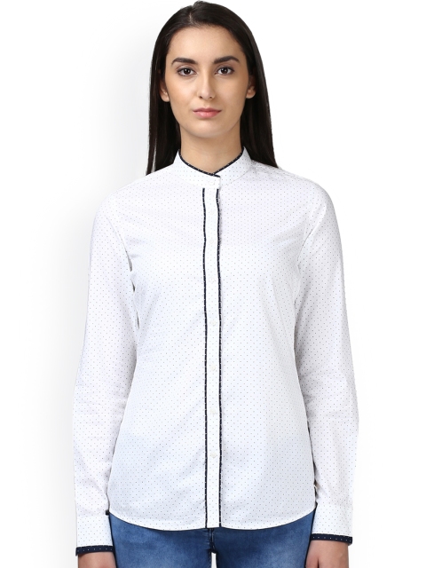

Park Avenue Women White Regular Fit Printed Formal Shirt