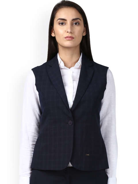 

Park Avenue Women Blue Checked Tailored Jacket